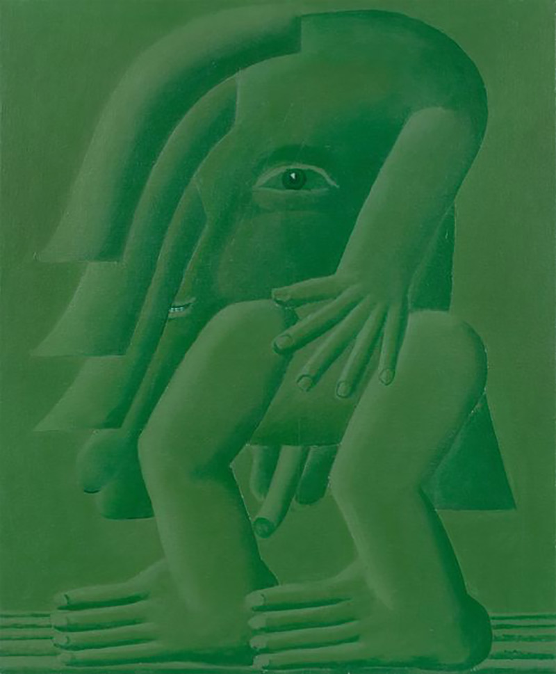 Horst Antes Grüne Figur II Horst Antes verkaufen, Antes Gemälde verkaufen, Antes Zeichnung verkaufen, Antes Skulptur verkaufen