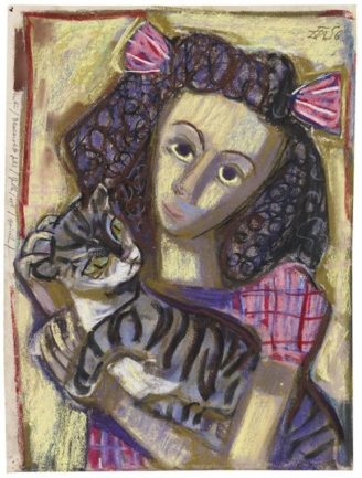 Otto Dix Zeichnung Otto Dix Mädchen mit Katze